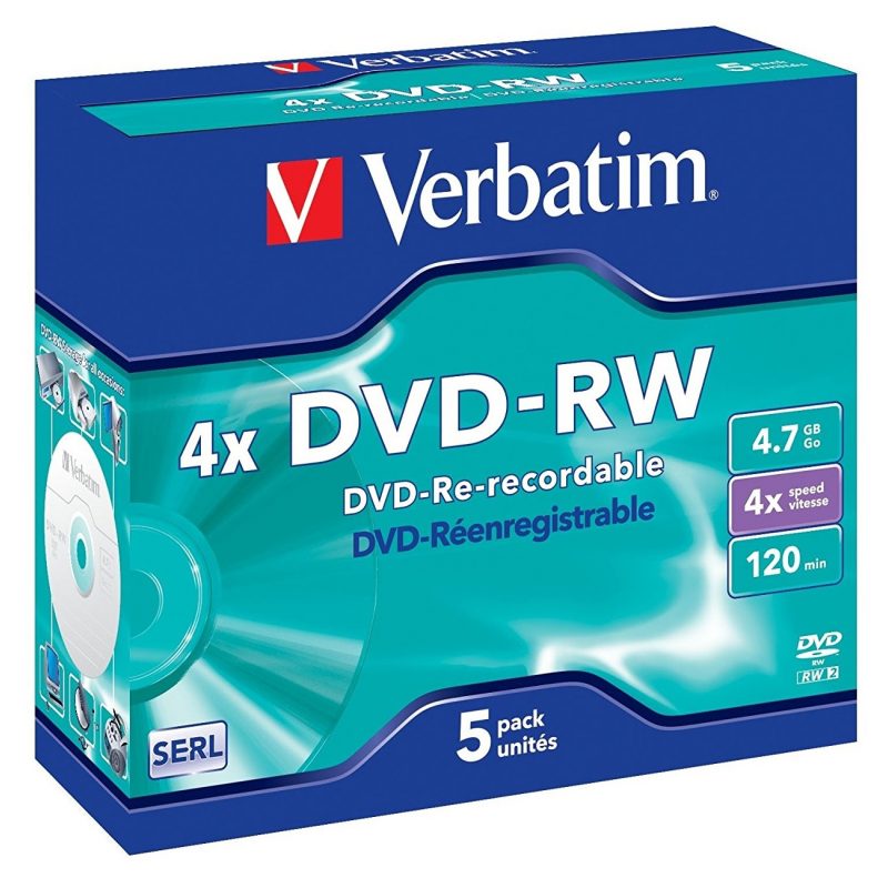 Verbatim DVD-RW 47GB/120 min 4x 5 Τεμ.σε Jewel Case