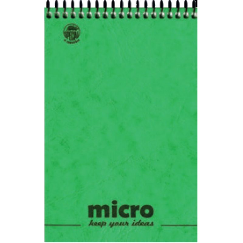Pressboard Micro Μπλοκ Σπιράλ No1 9 X 12 mm Πράσινο
