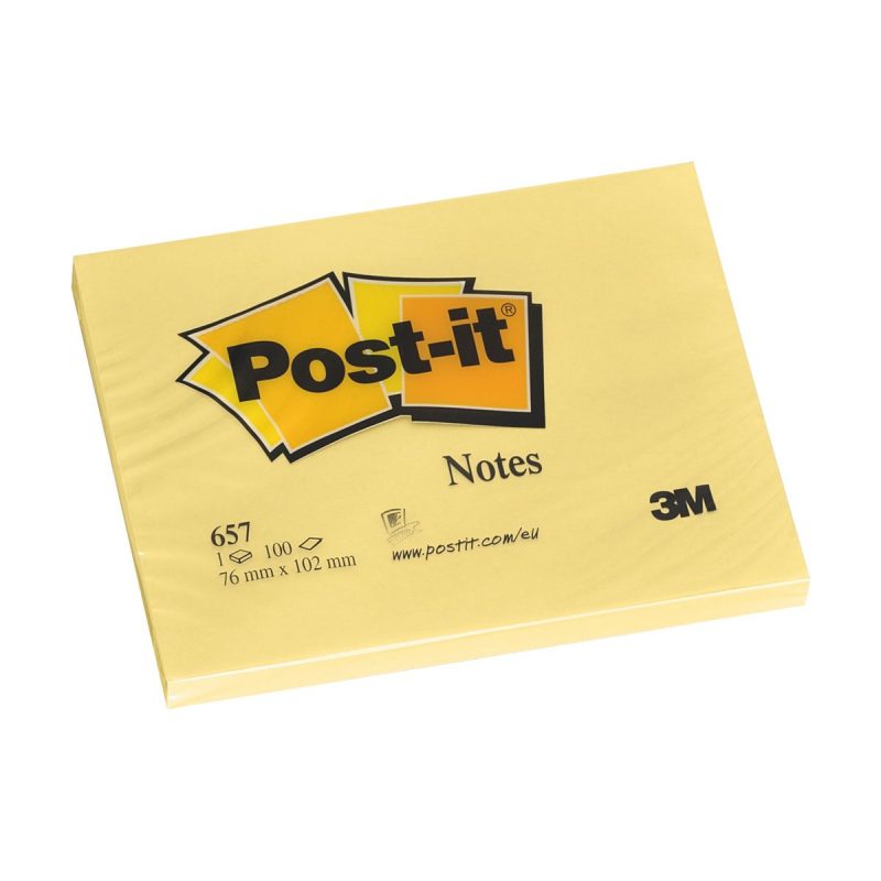 Post-it Αυτοκόλλητα Χαρτάκια 76 x 102 mm Κίτρινα